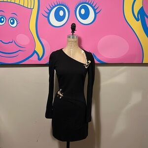 Versus Versace black cut out dress safety pins